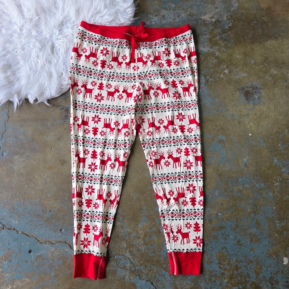 Hanna Andersson Christmas Pajama Pants Size XXL New Reindeer Fair Isle Print